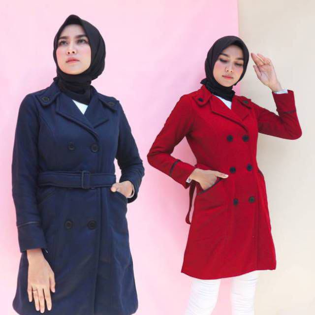 Coat red rose dan navy rose