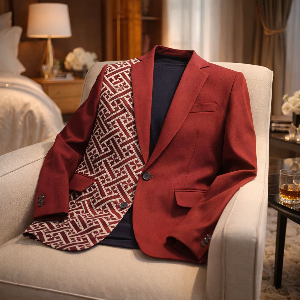 Blazer batik lereng angkin Merah Hati
